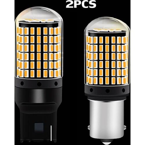 2PCS 1156PY 7507 PY21W BAU15S Super Bright 2000Lm LED No Hyper Flash CANBUS Error Free Car Direction Indicator Light Bulb Yellow