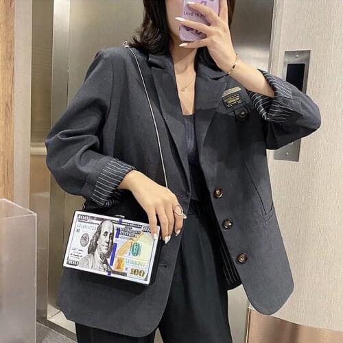 2021 Ladies Banknote Dollar Messenger Bag European and American Fashion Personality Contrast Color High-quality PU Chain Bag