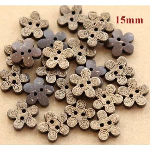 30pcs/lot flower Natural coconut shell buttons,15mm, Coconut button accssories sewing (ss-1205-438)