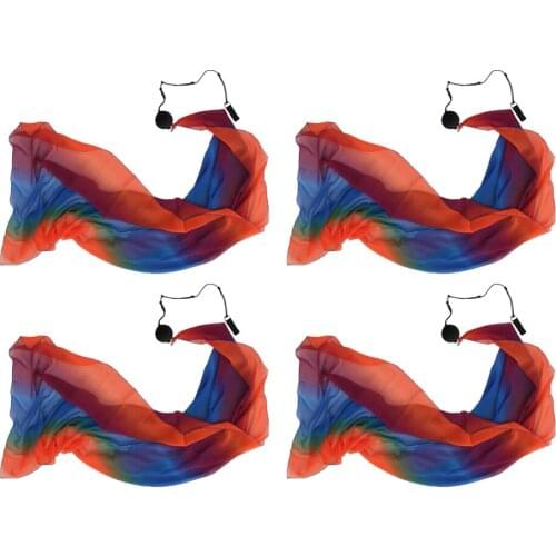 4Pcs 206 x 70cm Scarf Belly Dance Silk Veil Balls Dancing Costume Stage Prop