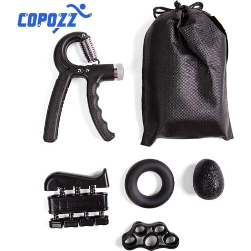 5PCS/Set Adjustable Hand Grip Finger Strengthener Workout Kit Muscle Recovery Hand Gripper Exerciser and Stress Relief Ball