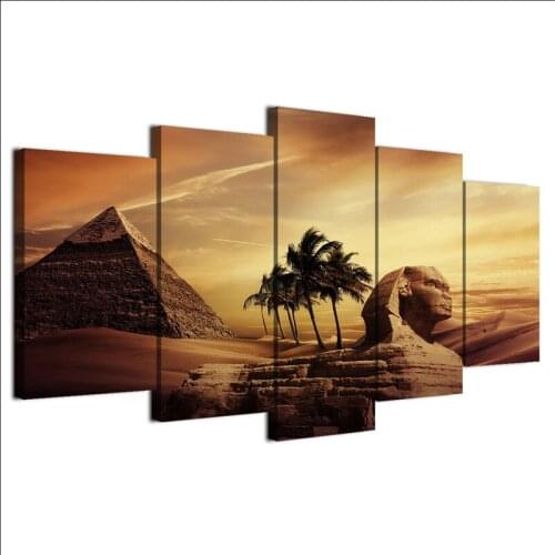 5D Diy Diamond Painting Decor Room Wall 5 Piece Pyramids Egypt Androsphinx Sunset Scenery cross stitch diamond embroideryZP-3128