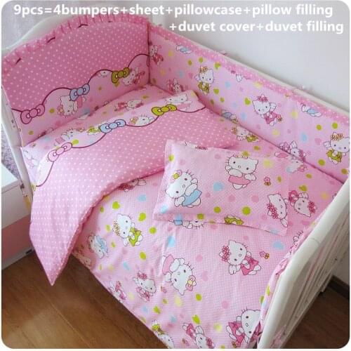 6/7PCS Cartoon Baby Bedding Set Baby 100% Cotton Sabanas Cuna Baby Bed cama bebe, 120*60/120*70cm