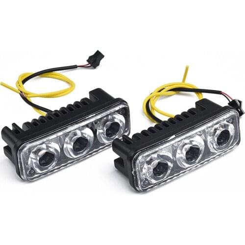 Accessories Daytime Running Lights Auto Car Lamp White+Amber 3-LED Parts