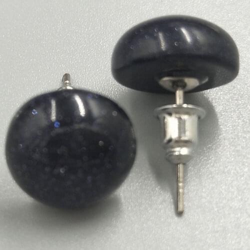 Free Shipping Women Fashion Jewelry 12mm Blue Sand Round Beads Stud Earrings C5226