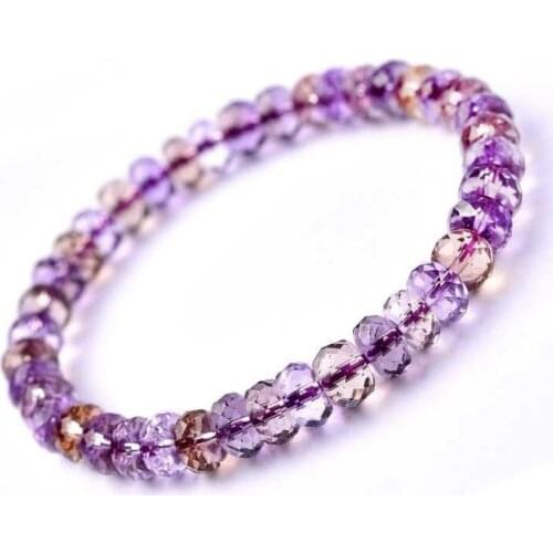 Genuine Natural Ametrine Purple Yellow Clear Abacus Faceted Beads Bracelet 10mm Women Men Charms Crystal Jewelry AAAAA