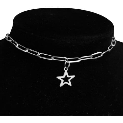 Gothic Key Lock Cross Pendant Choker Necklace for Women Punk 35+5cm Stainless Steel Short Box Chain Necklace Neck Jewelry Gift
