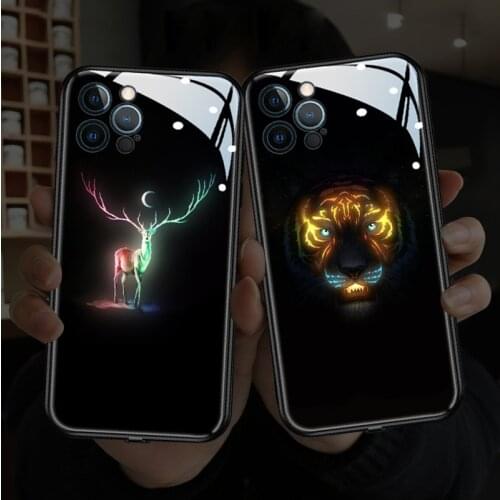Tempered Glass Call Light Case For iPhone 11 12 Pro Max 8 7 Plus SE 2020 Case LED Flash Cover For iPhone XR XS MAX 12 Mini Case