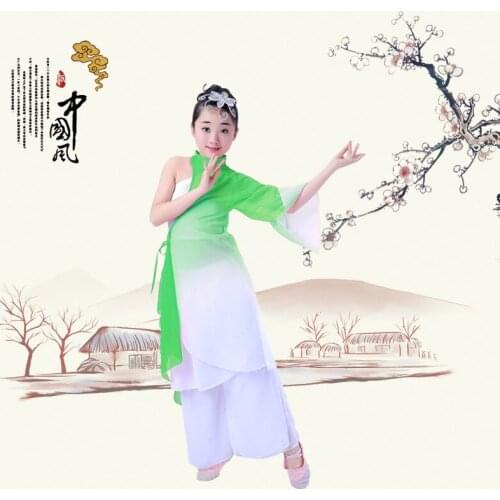Chinese style Hanfu children classical dance costumes girls umbrella dance Yangko clothing dance performance clothing