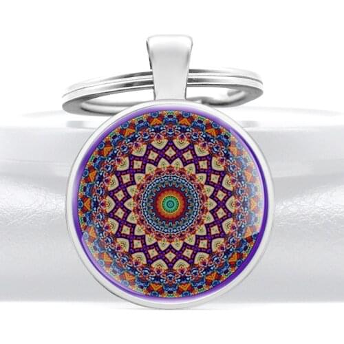 Classic Bohemia Style Glass Dome Metal Key Chain Charm Men Women Key Ring Jewelry Gifts Keychains