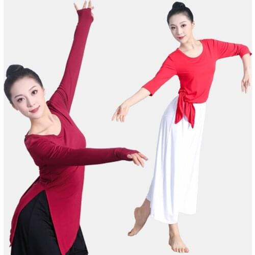 Modern Dance Girl Costume Mirror Dress Wide Leg Pants Suit Female Modal Dress Top Adult Square Dance Body Training Cheerleader