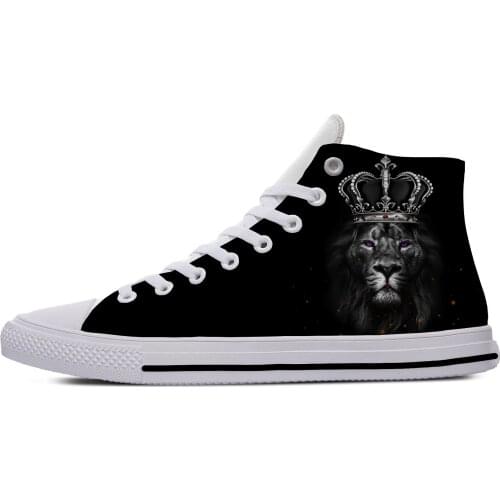 King Lion Crown Animal Fashion Funny Classic Casual Cloth Shoes High Top Lightweight Breathable 3D Printed Men women Sneakers