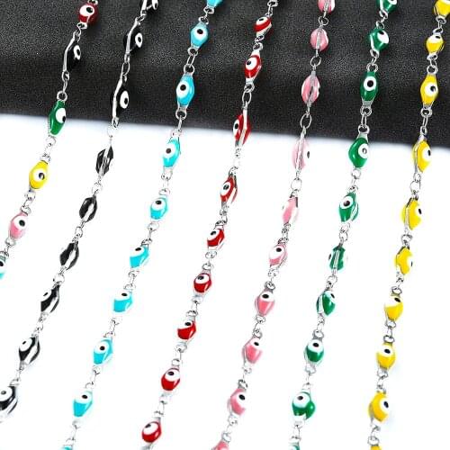 Hot Sale Stainless steel Chain Multiple Colour Evil Eye Lucky Eye Bead Charms Women Necklace Jewelry
