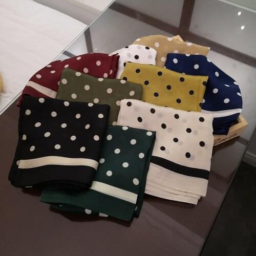 Small Kerchief Fashion Silk Satin Scarf For Hair Dot Print Bag Scarfs Cute Handkerchief Headband Neck Scarves For Ladies 70*70cm
