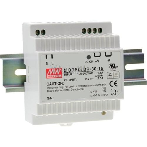 MEAN WELL DR-30-5 5V 12V 15V 24V 36W 30W 24W 3A 2A 1.5A Industrial DIN Rail Power Supply DR-30-12 DR-30-15 DR-30-24