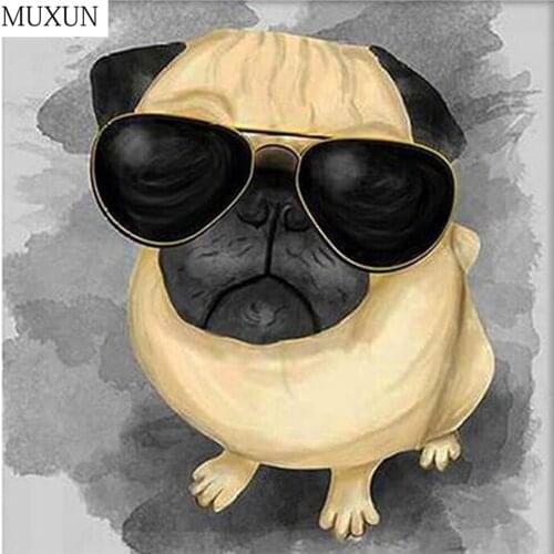 MUXUN Diy 5d Diamond Cartoon Animal Cartoon Round Dog Diamond Mosaic Decent Home Embroidery Pattern Home Decoration Gift A80133
