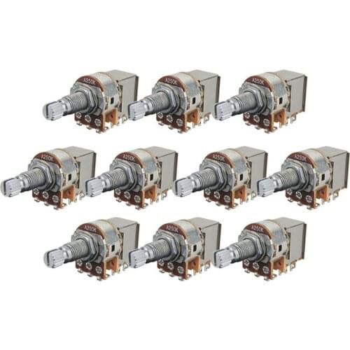 NEW 20pcs Long Split Shaft Push Pull Switch Potentiometers Pots A250K Audio Taper Volume Tone Control Guitar Parts