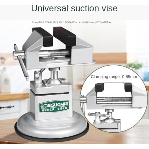 New Sucktion Type Round/Flat Aluminum 360 Clamp-on Table Vise Bench Grinder Holder Electric Drill Universal Rotating Pliers Tool