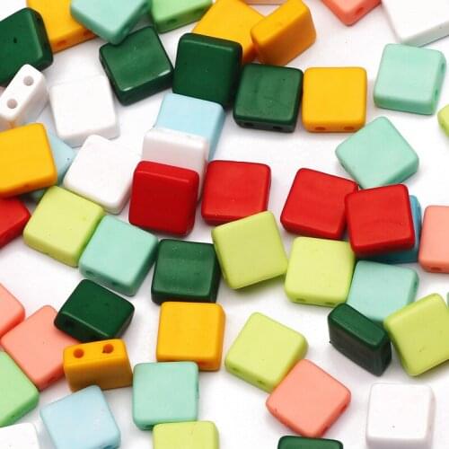Mixed Multicolor Two Hole Square Acrylic Beads Loose Spacer Beads For Jewelry Making DIY Handmade Necklace Bracelet Accessories