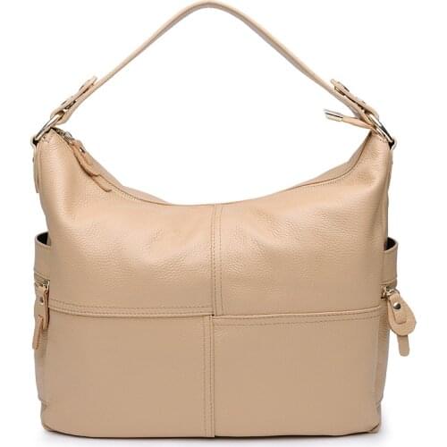 Luxury Natural Leather Handbag Womens Messenger bags Solid Brand Designer Khaki Large Soft Genuine Leather Ladies Shoulder bags