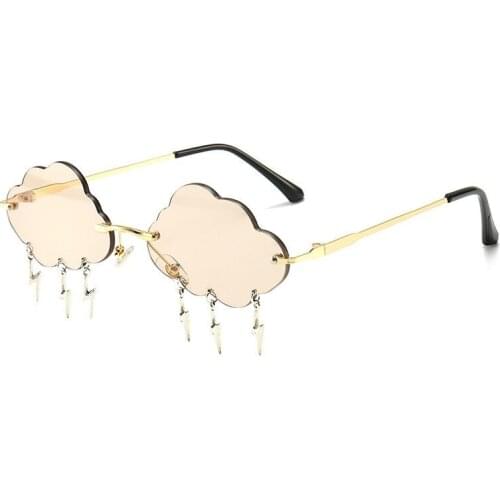 Cool Vintage Steampunk Sunglasses Women Clouds Rimless Sunglasses Frameless Punk Glasses Shades Street Style Oculos