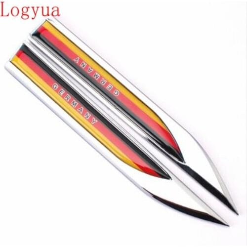 Car Styling Germany Flag 15*1.7cm Zinc Alloy Epoxy Blade Badge Emblem Fender Sticker Body Decoration For Cars 2Pcs = 1 Pair
