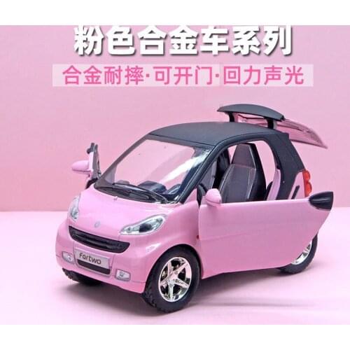 1:32 hot pink smart alloy car model cake decoration with sound and light childrens toys for gifts