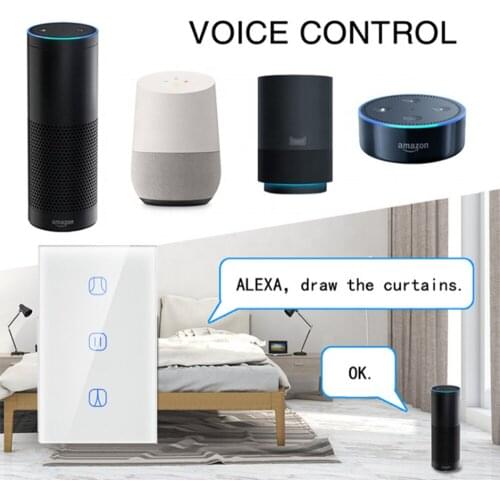 Smart Curtain Switch Touch Timing Wifi Two Mobile Phone Remote Control Smart Wall Wireless 3 Gangs 100-120VAC 50/60Hz US Switch