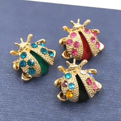 WEIMANJINGDIAN Brand New Arrival Color Rhinestones Small Ladybird Bejeweled Brooch Pin for Women Girls Kids Jewelry Gifts