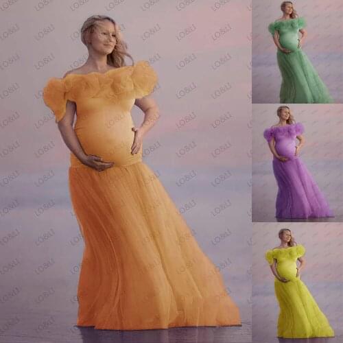 Pregnant Women Pajam Robe Sexy Nightgown Sexy Off Shoulder Short Sleeves Tulle Sleepwear Bathrobe Mesh Prom Bridesmaid Shawl