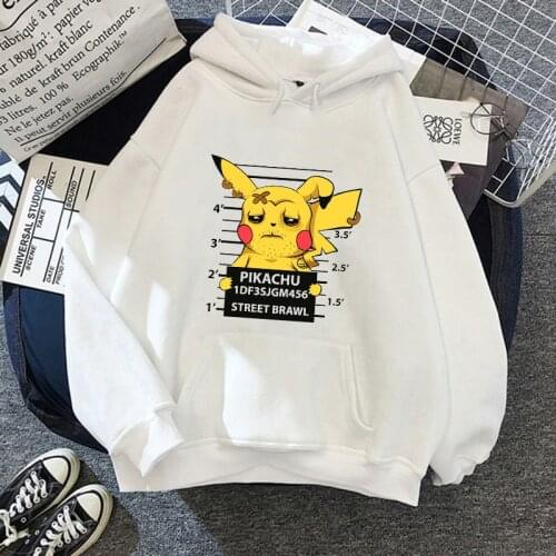 Pokemon Evil Pikachu Hoodies Women Anime Poleron Kawaii Clothes Cartoons Gengar Sweatshirts Funny Keep Warm Cotton Hoodie Femme