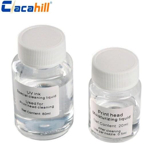 Printer cleaning fluid is used for Epson UV inkjet printers to block and clean the printer without damaging the nozzle