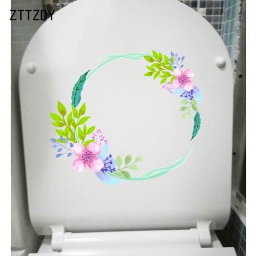 ZTTZDY 22.6*19.8CM Hand Painted Fresh Wreath WC Toilet Seat Sticker Bedroom Wall Decor Decals T2-0464