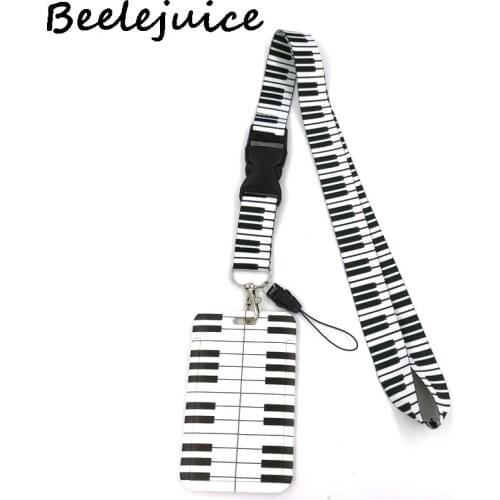 12sets Piano keys Neck Keychain Necklace Webbings Ribbons Anime Cartoon Neck Strap Lanyard ID badge Holder Keychain Lanyard Gift