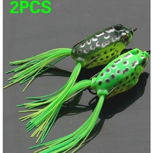 2Pcs/lot Soft Toad Frogs Bass Fishing Lure Hollow Body Top water Frogs Fishing Lures Baits