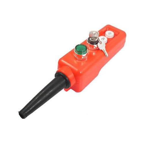 220V Green Light 2 Position Selector Up Down Hoist Crane Pushbutton Switch w Key