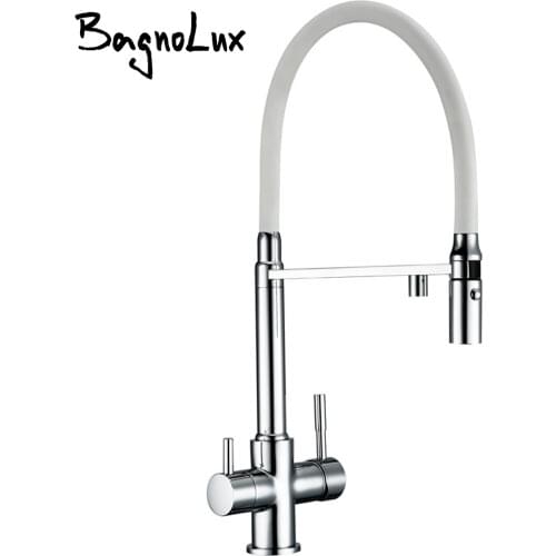 3 Way Clean Water Kitchen Faucet with Sprayer Swivel Osmosis Reverse Tri-flow Pull Down Kitchen Sink Mixer Tap 18042