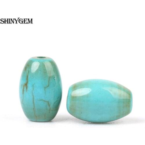 30PCS 6*9mm Light Blue Natural Turquoises Barrel Beads Fashion Charm Texture Bead For DIY Jewelry Making Bracelet Necklace