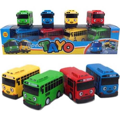 4pcs/set Anime Tayo The Little Bus Cars Toy Cartoon Pull Back Bus Lani Rogi Model Car Educational Toys for Kids Christmas Gifts