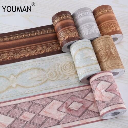 5M Waist Line Wallpaper Border Kitchen Adhesive Bathroom Toilet Waterproof Wall Paper PVC Wall Stickers Removable Home Decor