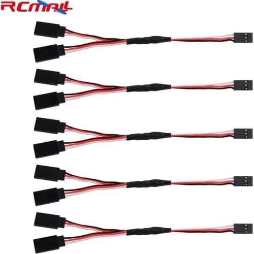 5PCS 15cm Servo 1 to 2 Y Harness Leads Splitter Cable, Male to Female Servo Extensions Lead Wire for RC Airplane, for JR/Futaba