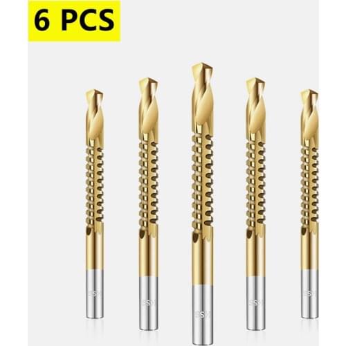 6pcs/set of cobalt drill bit set spiral screw metric composite tap drill bit multifunctional metal drill bit tap twist drill bit
