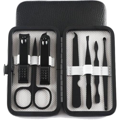 7 Pcs Professional Nail Clipper Pedicure Manicure Set Stainless Steel Cuticle Scissor Pusher Tweezer Nail File Nail Cutter Set