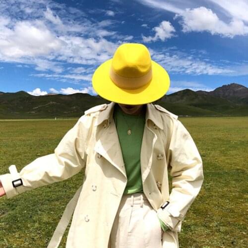 Ribbon fedora hat new felt hat jazz hat fashion European and American hats men and women general hats шапка женская