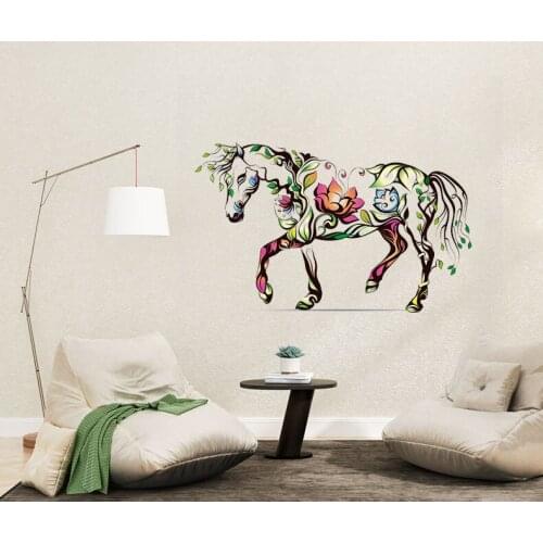 Three Ratels Animals Wall Sticker Kids Room Decoration forest Horse unicorn with Lucky Anime Poster Self Adhesive Removable