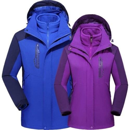Large size outdoor couple two sets of cold warm mountaineering clothes travel clothes