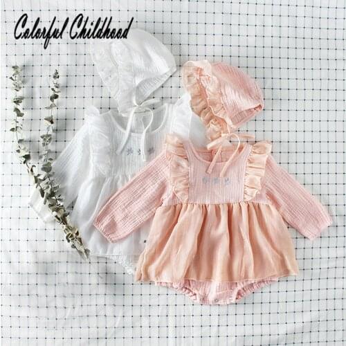 Sweet lace romper baby girls cotton long sleeve jumpsuit infant newborn kids overalls toddler baby clothing Fall