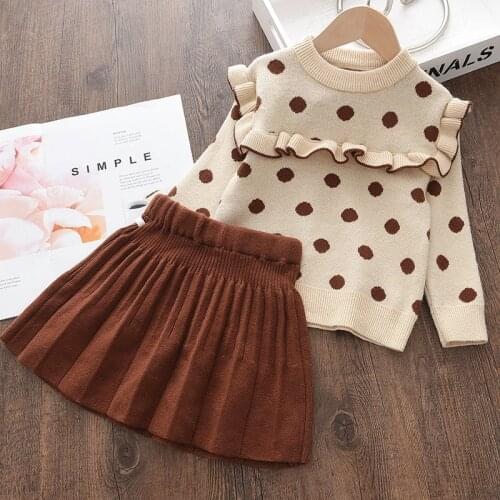 Girl Baby Winter Knitting Clothing Suits 2021 New Fashion Autumn Kids Sweaters And Skirt Outfits 2Pcs Children Cute Costumes