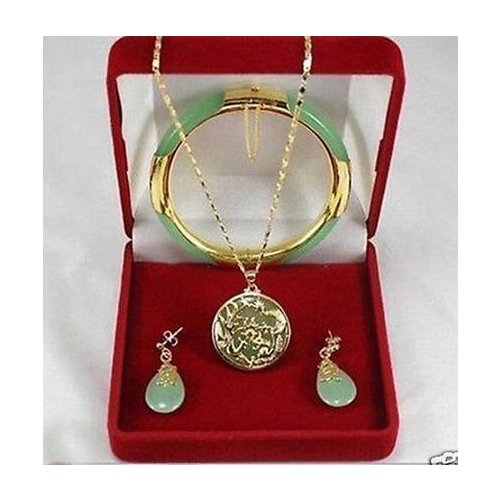 HOT SELL - Nobility jewelry bridal Style New Jewelry green necklace pendants earring bracelet Set