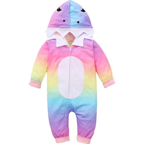 Baby Girls Boys Hooded Zipper Jumpsuit Fluorescent Color Long Sleeve Pants Newborn Kids One Piece Romper 0-18M